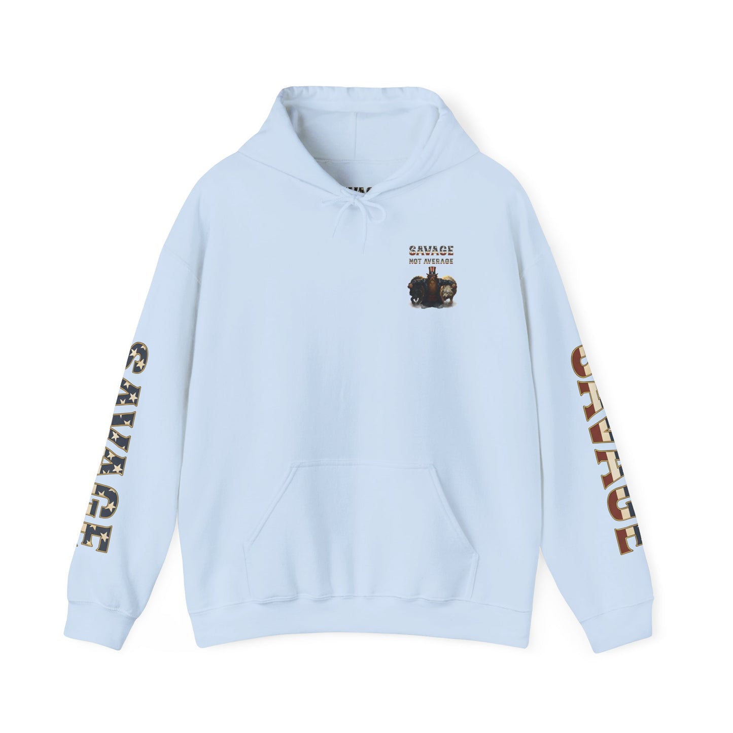 A Savage Not Average Patriotic Motivational Wolf Hoodie