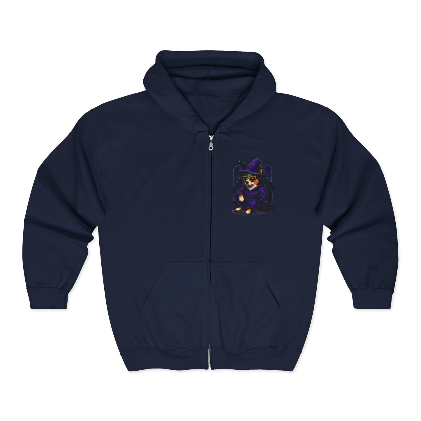 Corgi Crow Chillin Zip-Up Hoodie