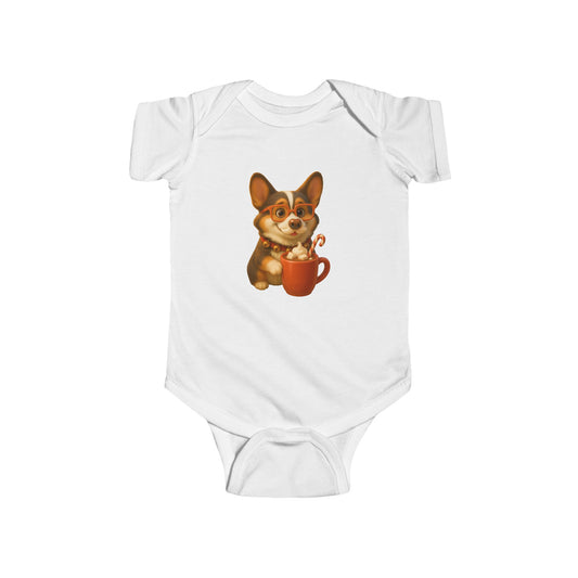 Corgi Hot Cocoa Infant Bodysuit — Cute Puppy Coffee Baby Onesie
