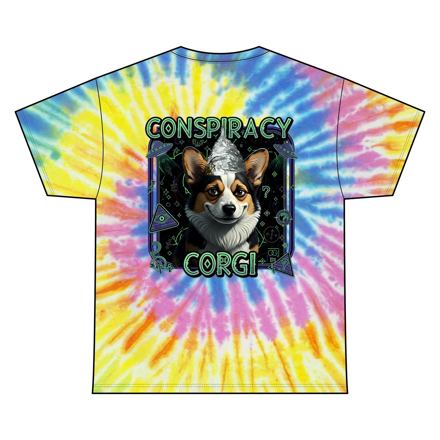 A Tye Dye Conspiracy Corgi Meme Shirt