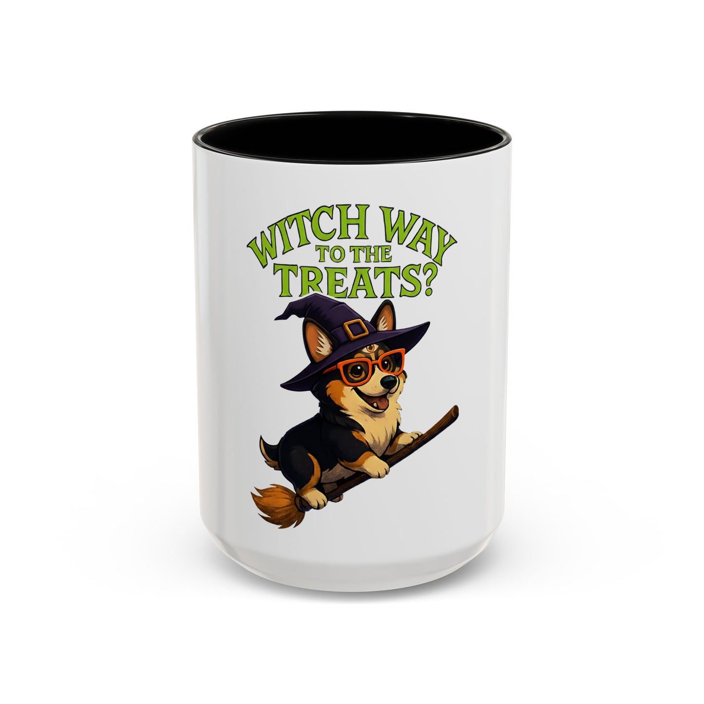 Corgi Witch Coffee Mug | Halloween Mug | Dog Lover Gift | Witch Way to the Treats Mug | Fun Pet Gift | Accent Mug
