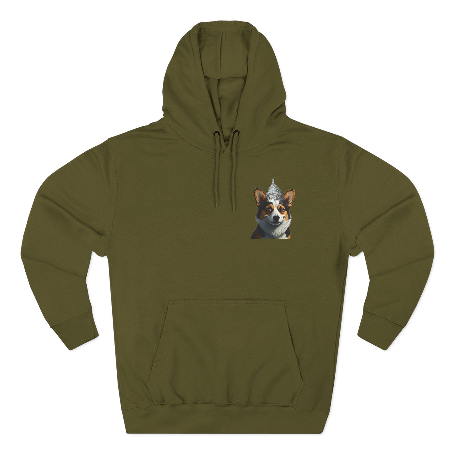 Fleece Hoodie - Conspiracy Corgi Meme Design
