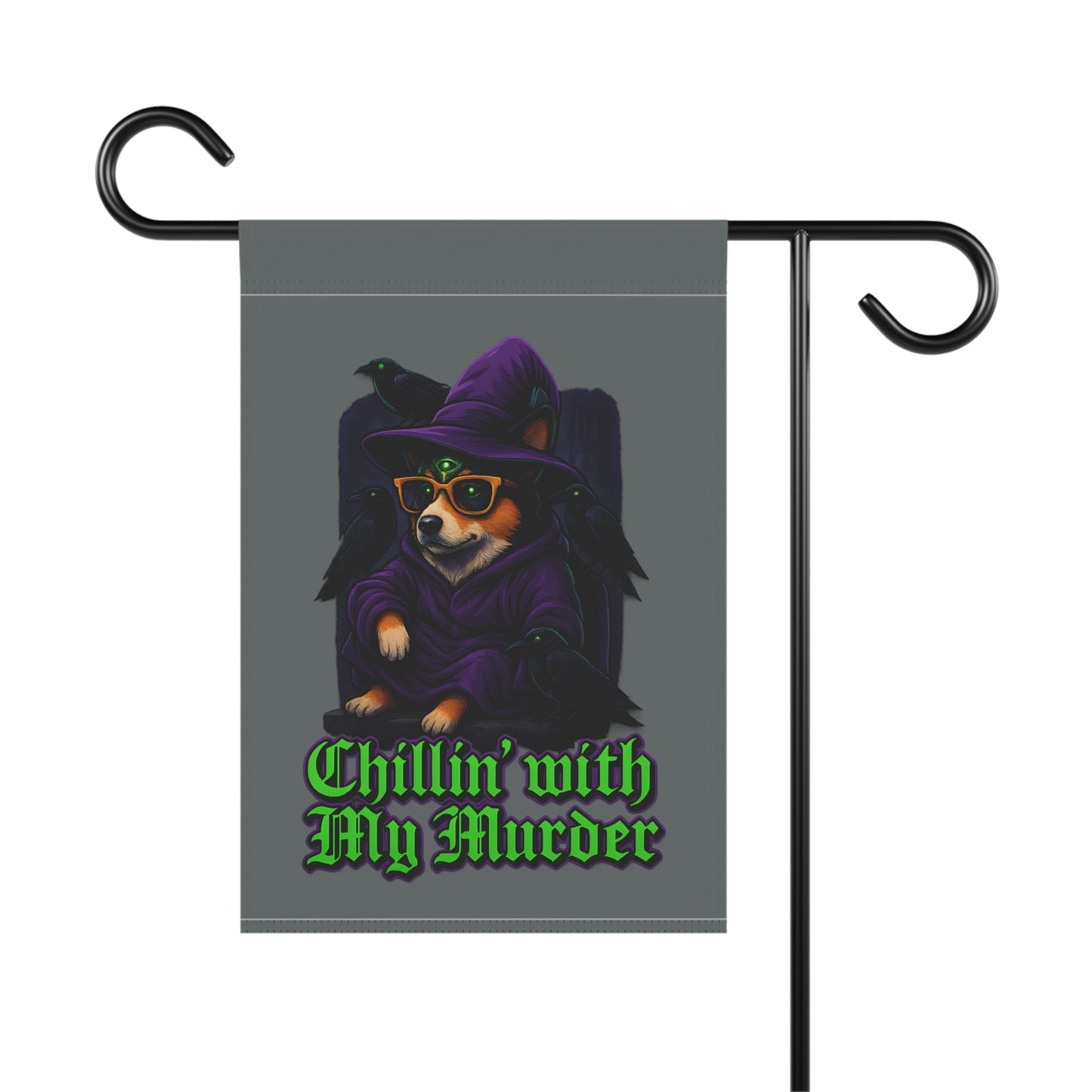 Garden Banner Halloween Chillin with My Murder Flag Dog Lover Decor Spooky Home Outdoor Decoration
