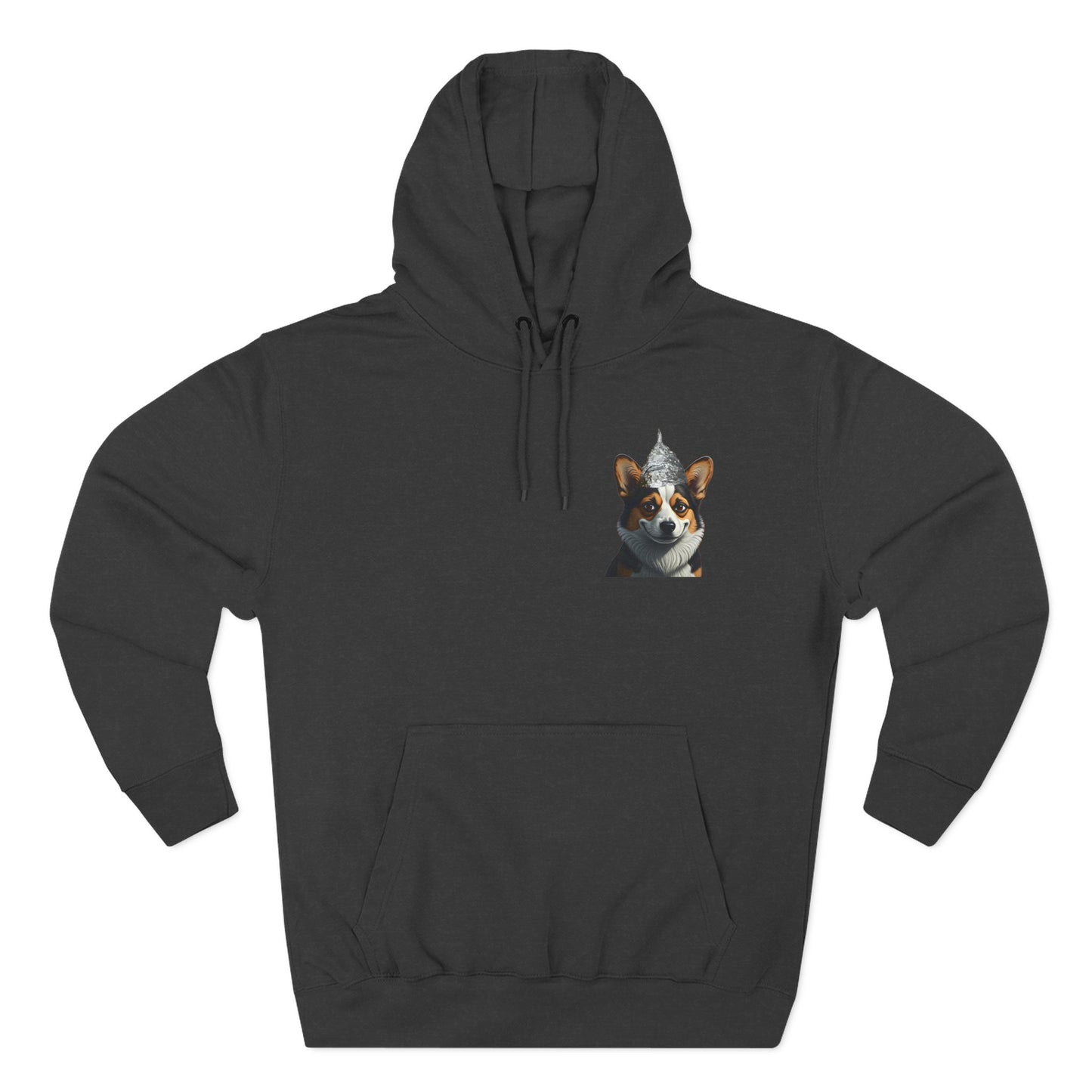 Fleece Hoodie - Conspiracy Corgi Meme Design