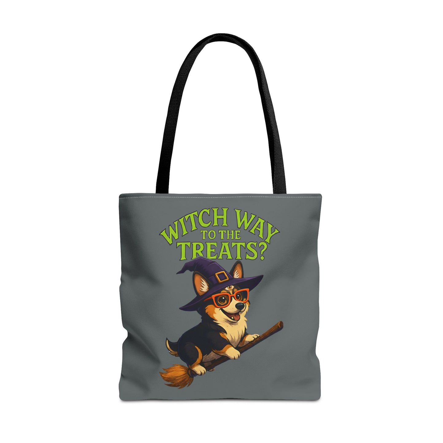 Witch Corgi Tote Bag, Halloween Bag, Dog Lover Gift, Trick or Treat Bag, Cute Corgi Accessories