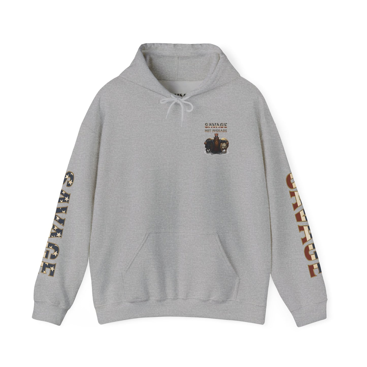 A Savage Not Average Patriotic Motivational Wolf Hoodie