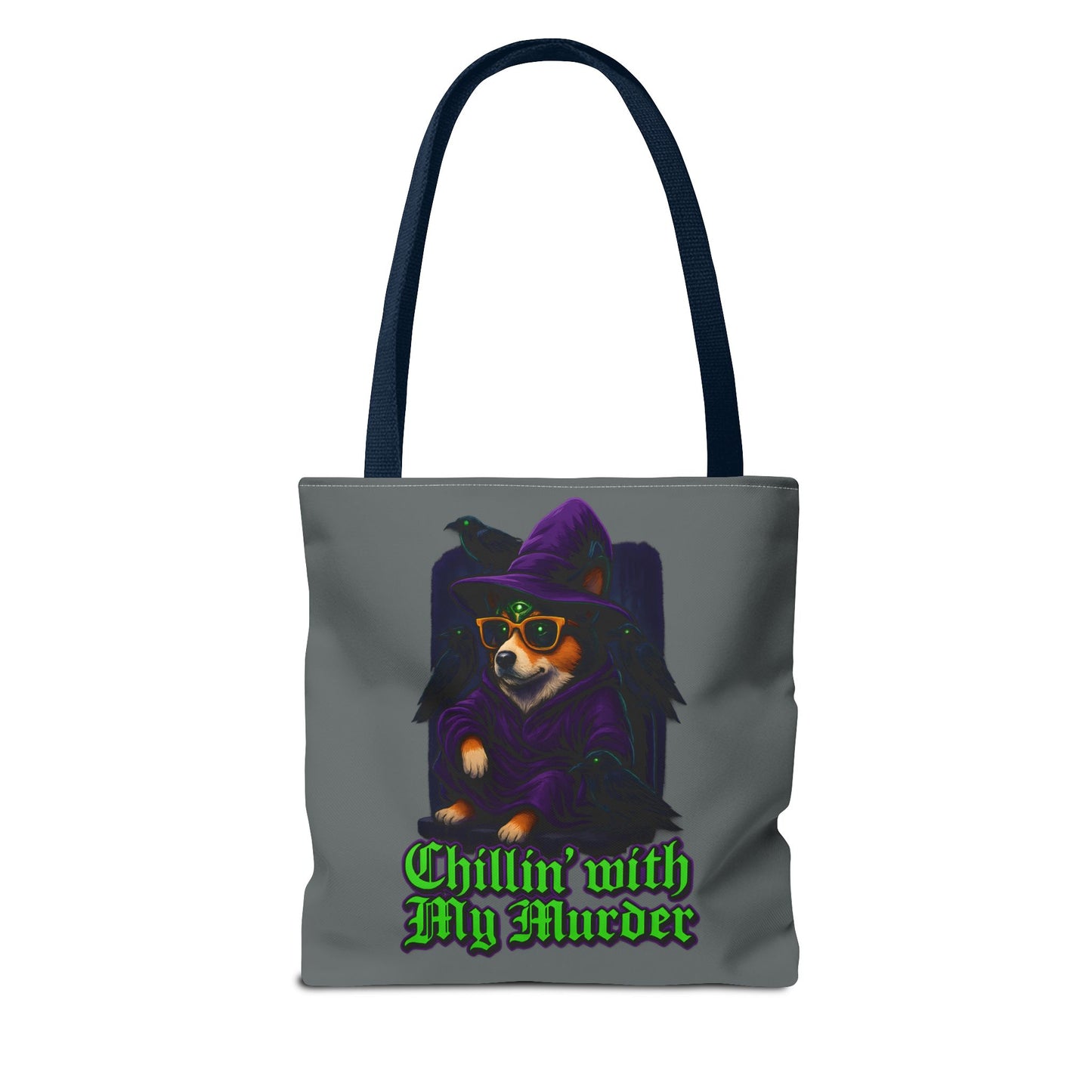 Chillin' with My Murder Tote Bag, Cute Dog Lover Bag, Halloween Tote, Witch Theme Bag, Stylish Pet Lover Gift