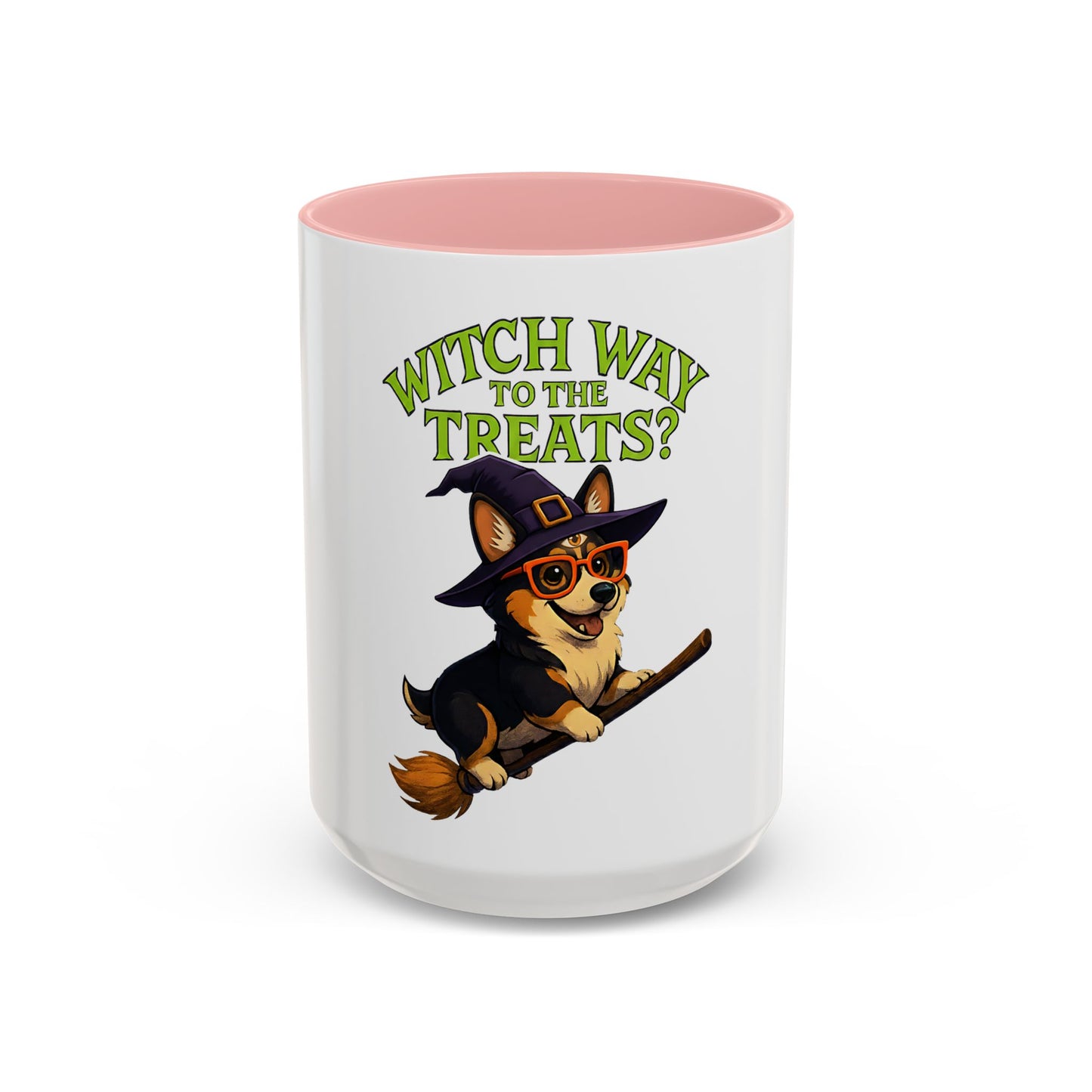 Corgi Witch Coffee Mug | Halloween Mug | Dog Lover Gift | Witch Way to the Treats Mug | Fun Pet Gift | Accent Mug