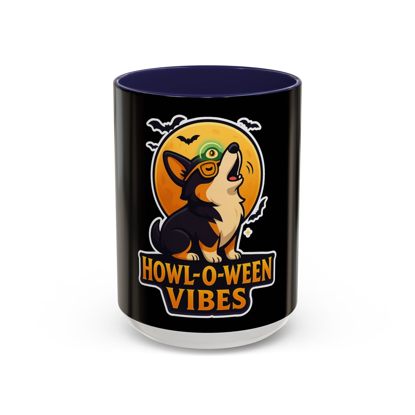 Howl-O-Ween Vibes Coffee Mug, Halloween Mug, Dog Lover Gift, Black Accent Coffee Cup, Unique Pet Owner Mug, Cute Halloween Decoration