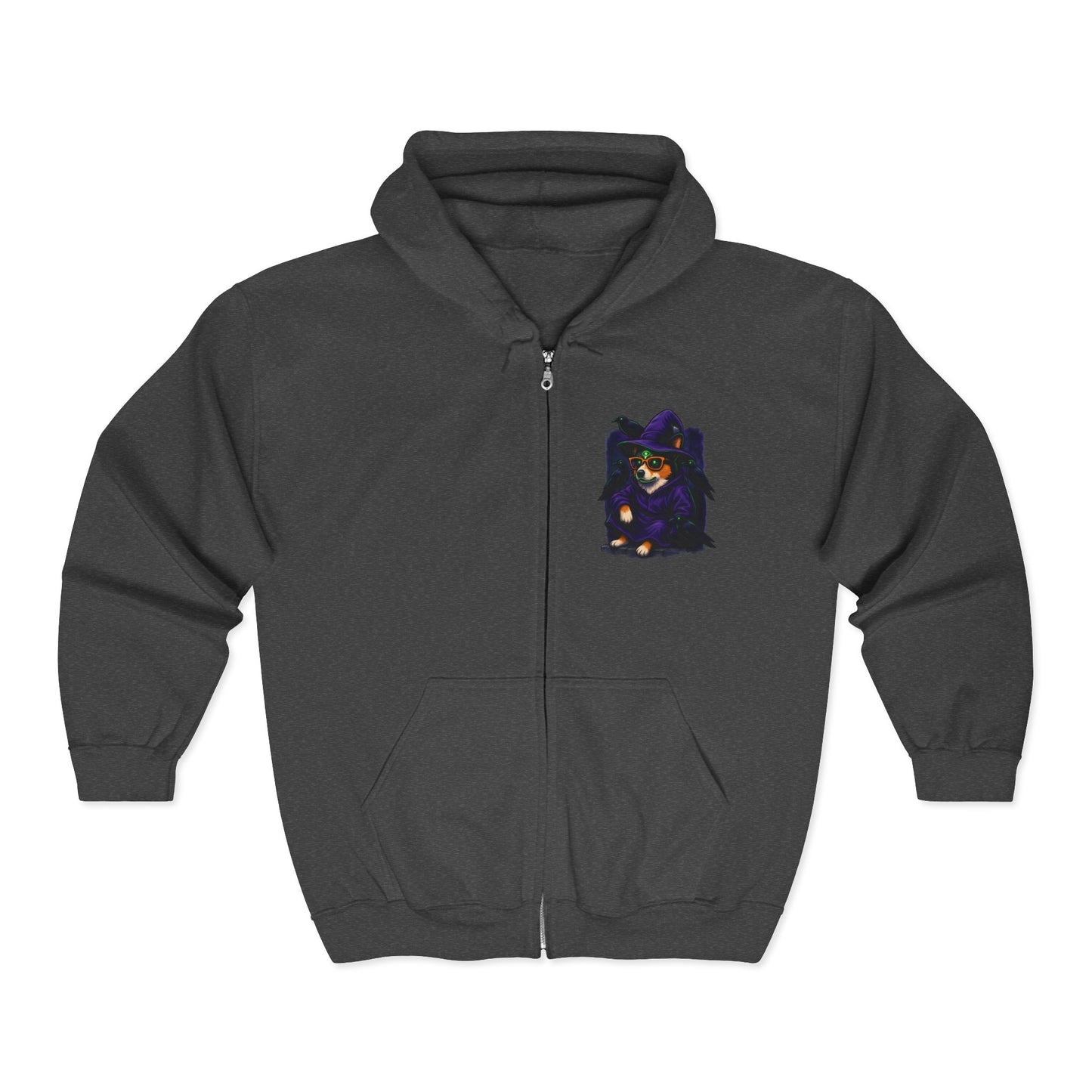 Corgi Crow Chillin Zip-Up Hoodie