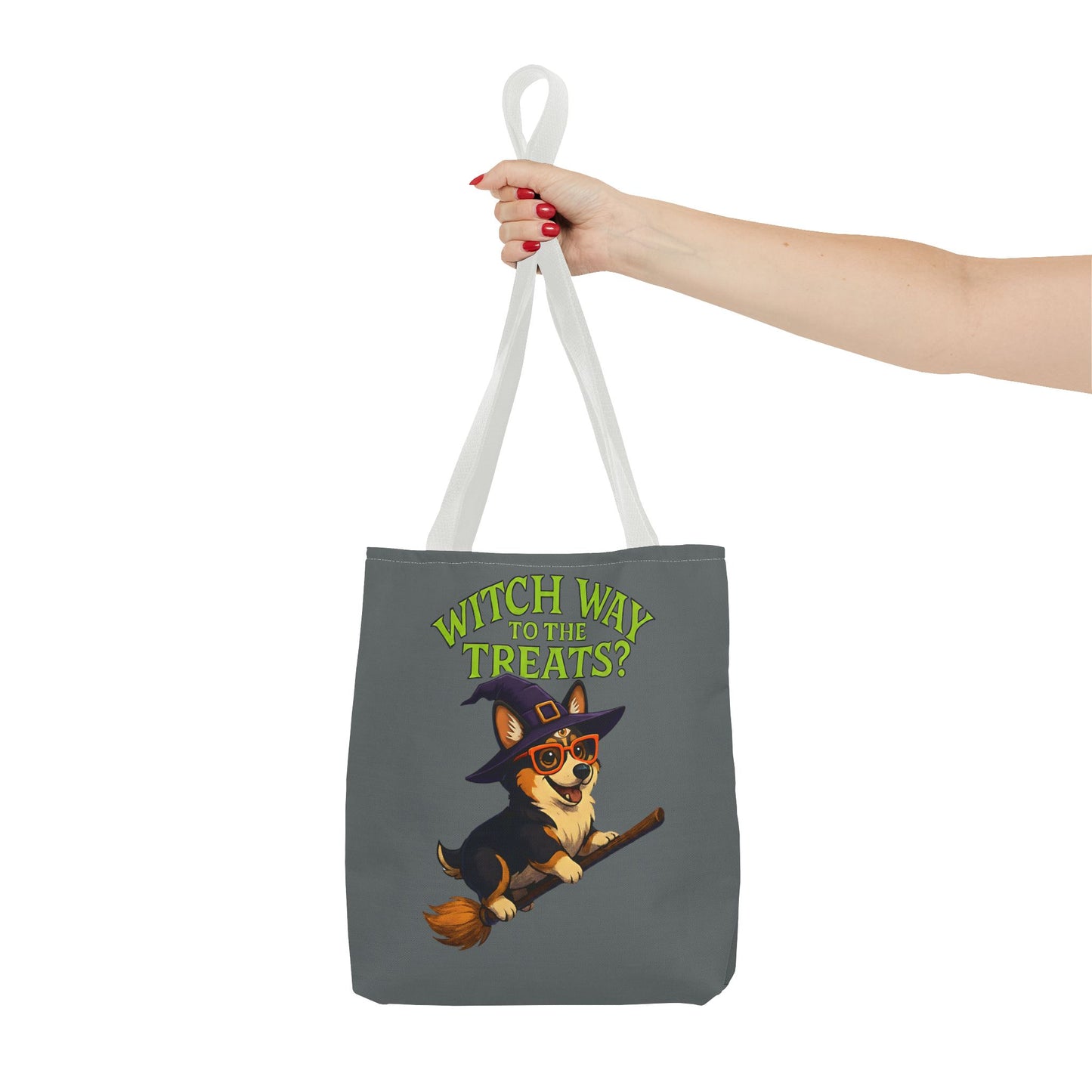Witch Corgi Tote Bag, Halloween Bag, Dog Lover Gift, Trick or Treat Bag, Cute Corgi Accessories