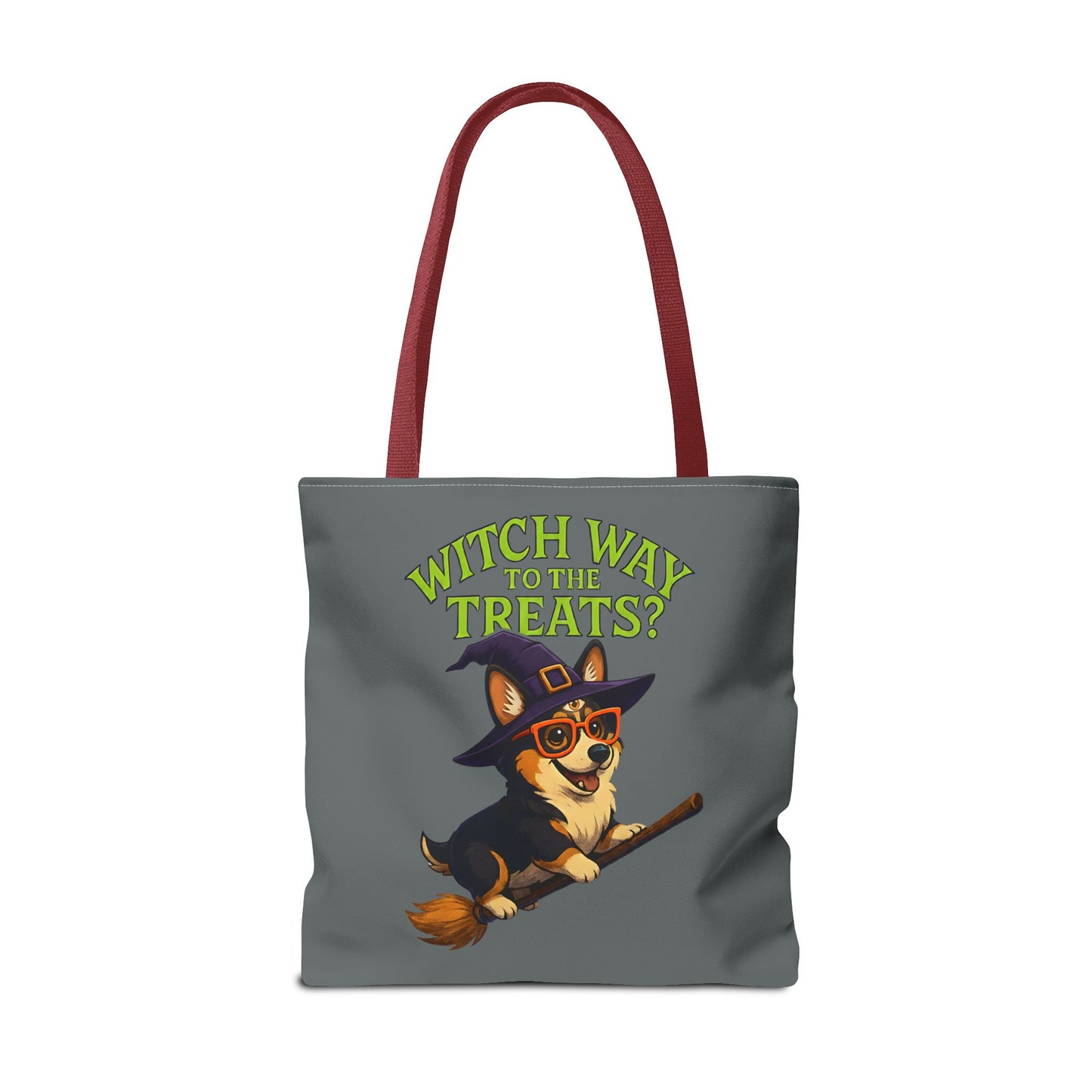 Witch Corgi Tote Bag, Halloween Bag, Dog Lover Gift, Trick or Treat Bag, Cute Corgi Accessories