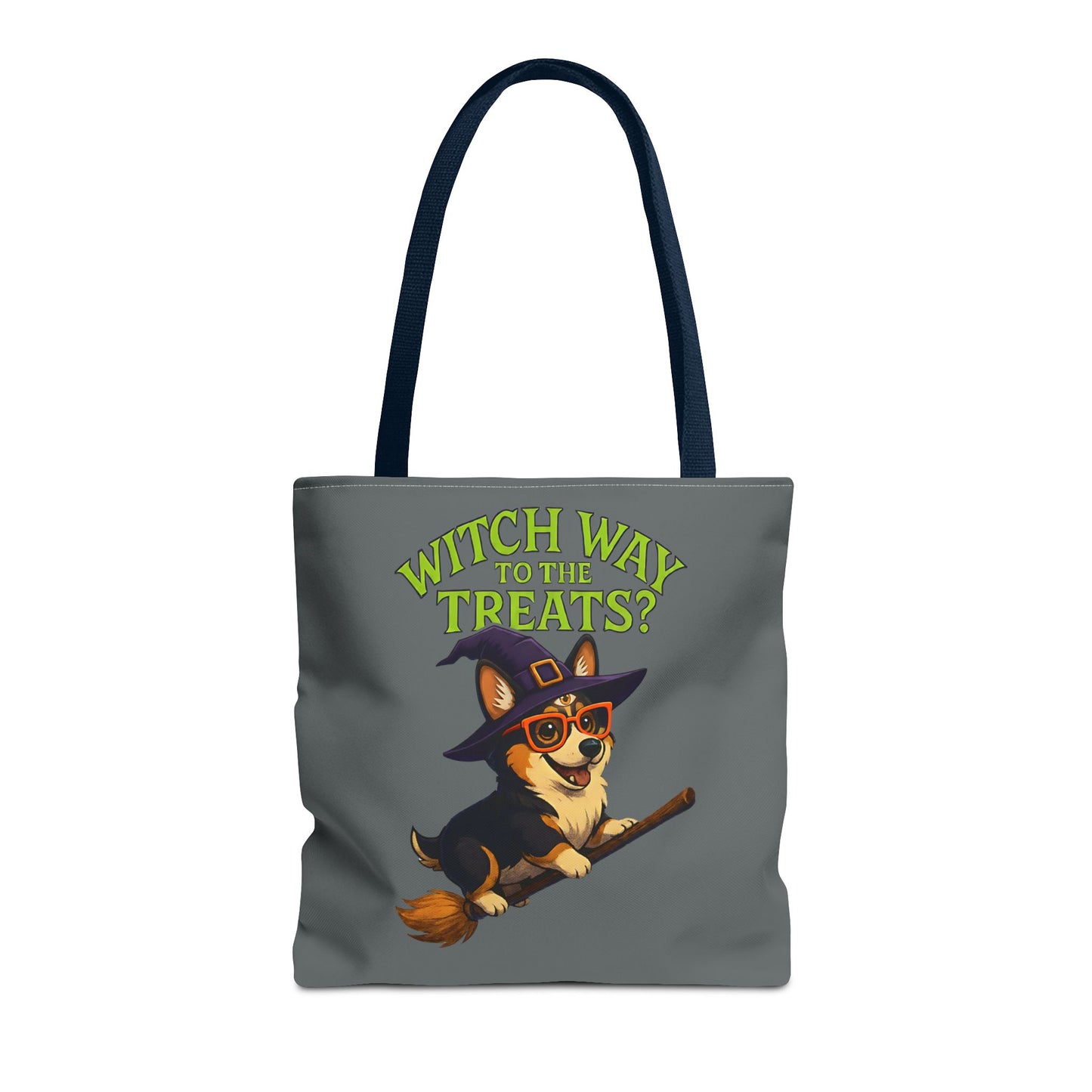 Witch Corgi Tote Bag, Halloween Bag, Dog Lover Gift, Trick or Treat Bag, Cute Corgi Accessories