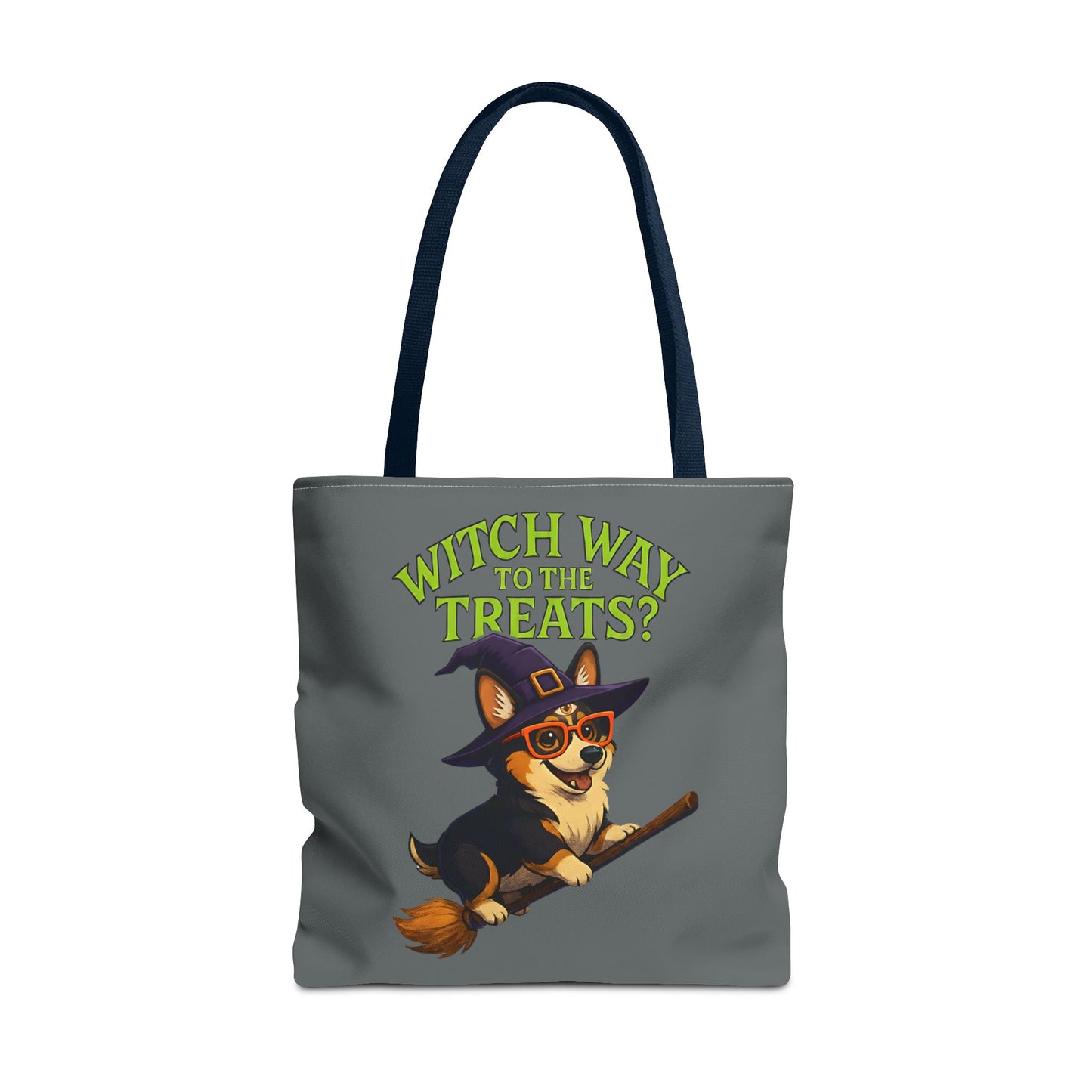 Witch Corgi Tote Bag, Halloween Bag, Dog Lover Gift, Trick or Treat Bag, Cute Corgi Accessories