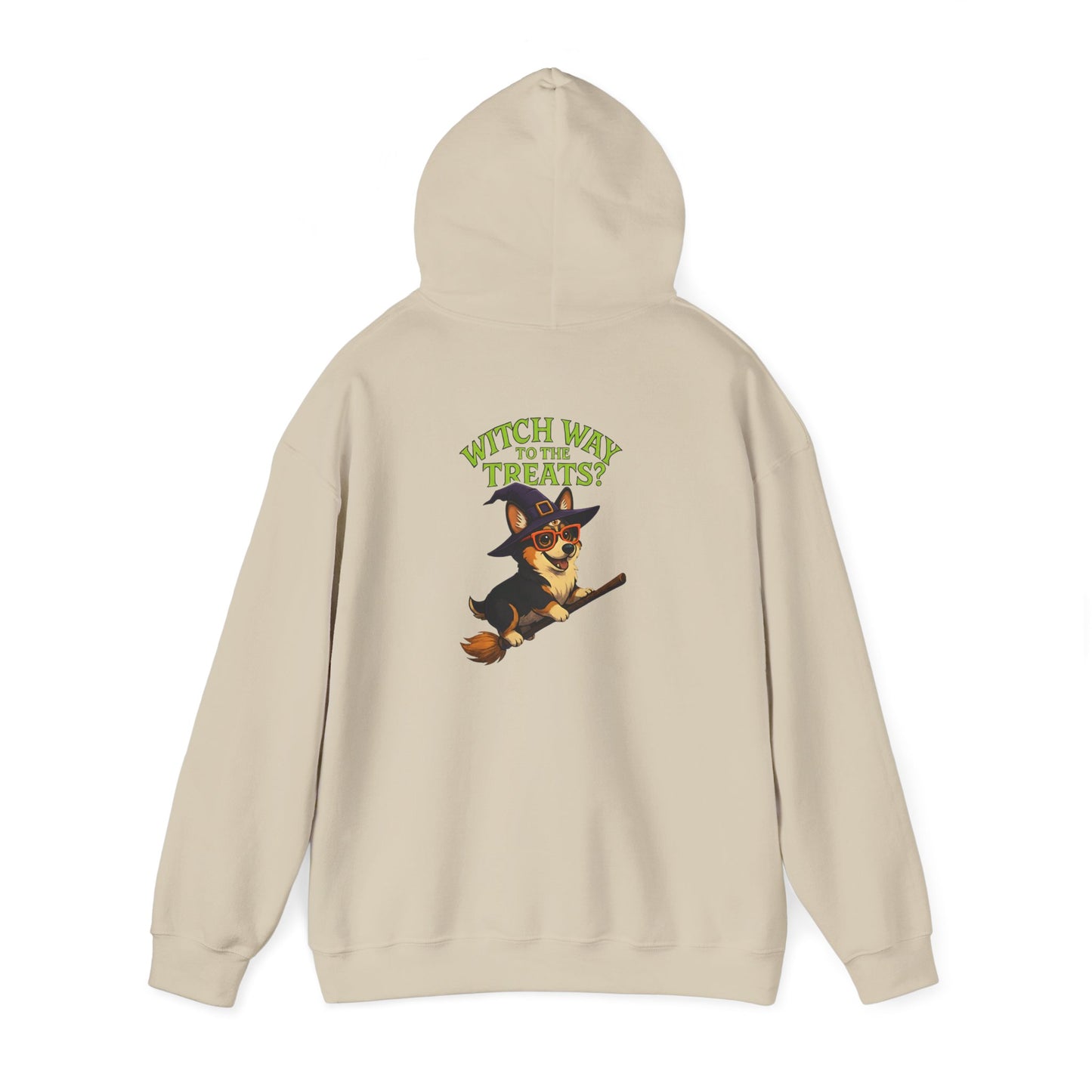 Halloween Witch Dog Sweatshirt, Unisex Hooded Sweatshirt, Cozy Fall Apparel, Pet Lover Gift, Spooky Season Wear, Cute Halloween Sweater