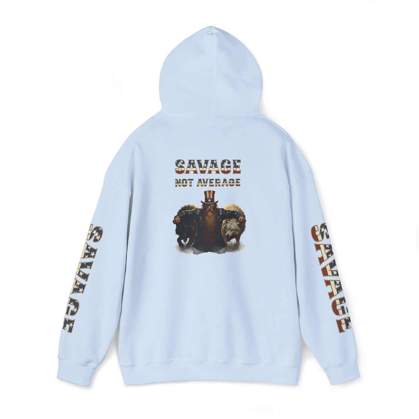 A Savage Not Average Patriotic Motivational Wolf Hoodie