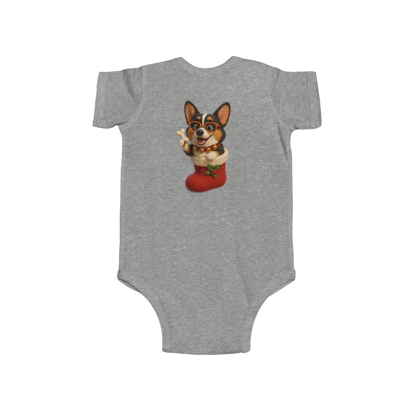 Baby Bodysuit — Cute Corgi in Christmas Stocking Infant Onesie