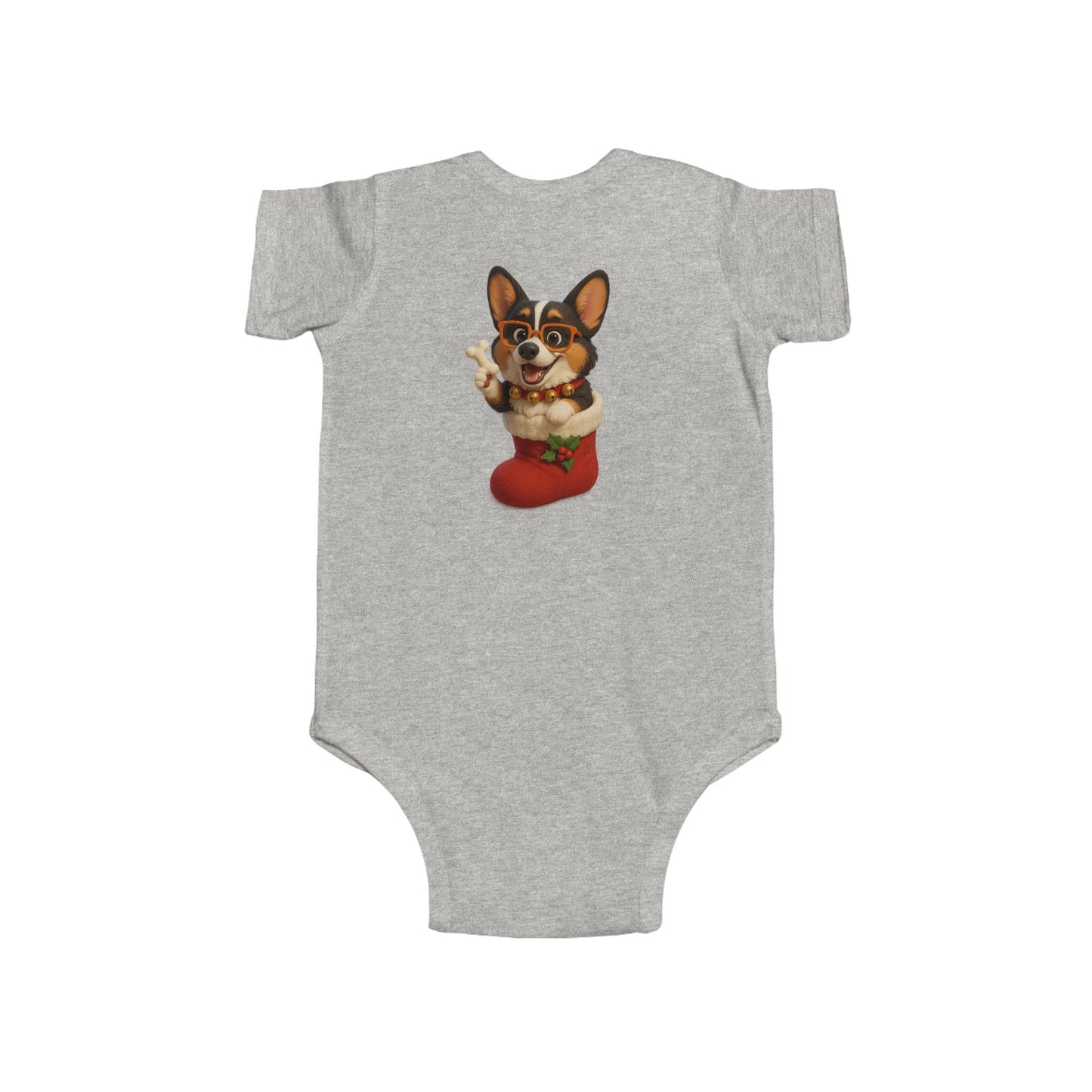 Baby Bodysuit — Cute Corgi in Christmas Stocking Infant Onesie