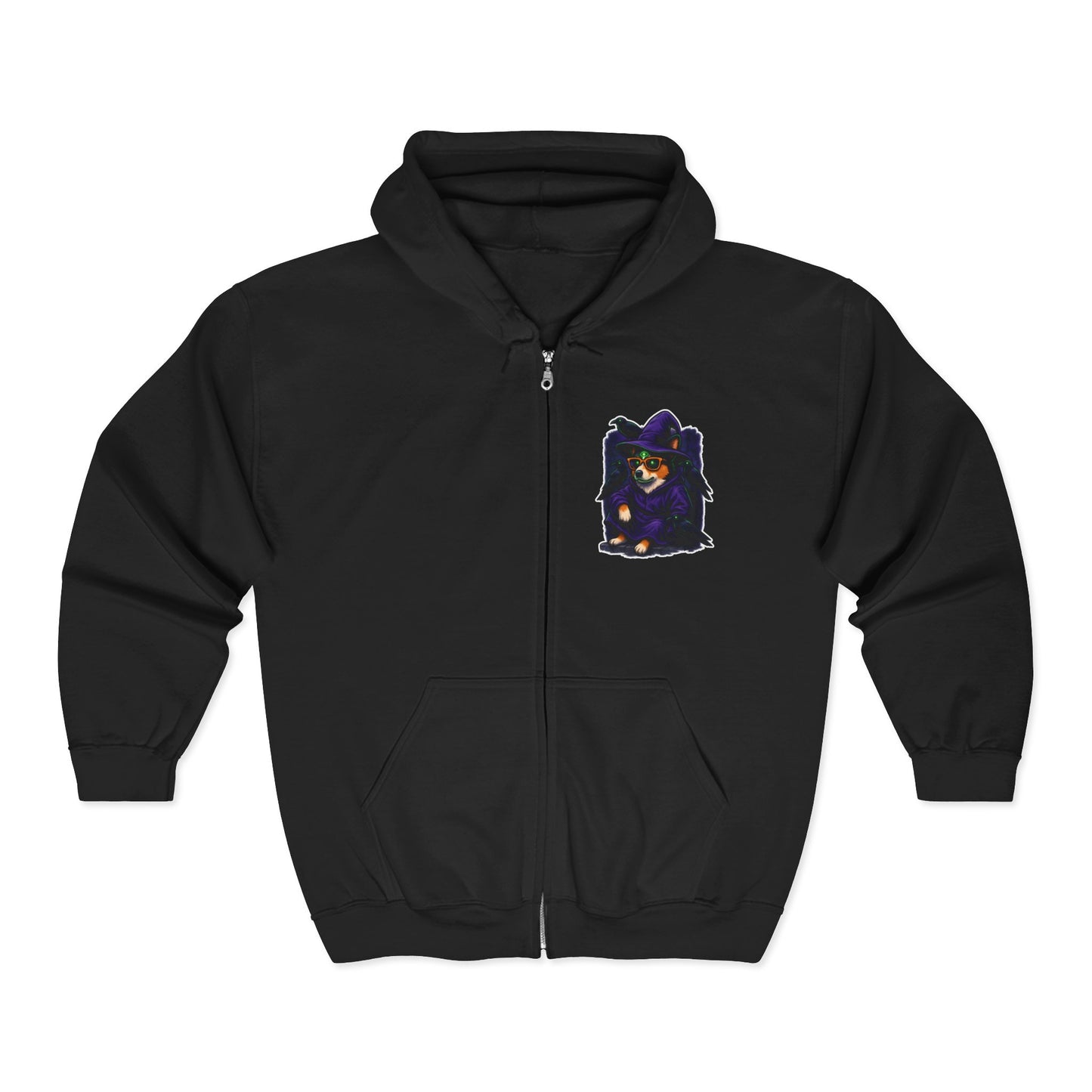 Corgi Crow Chillin Zip-Up Hoodie