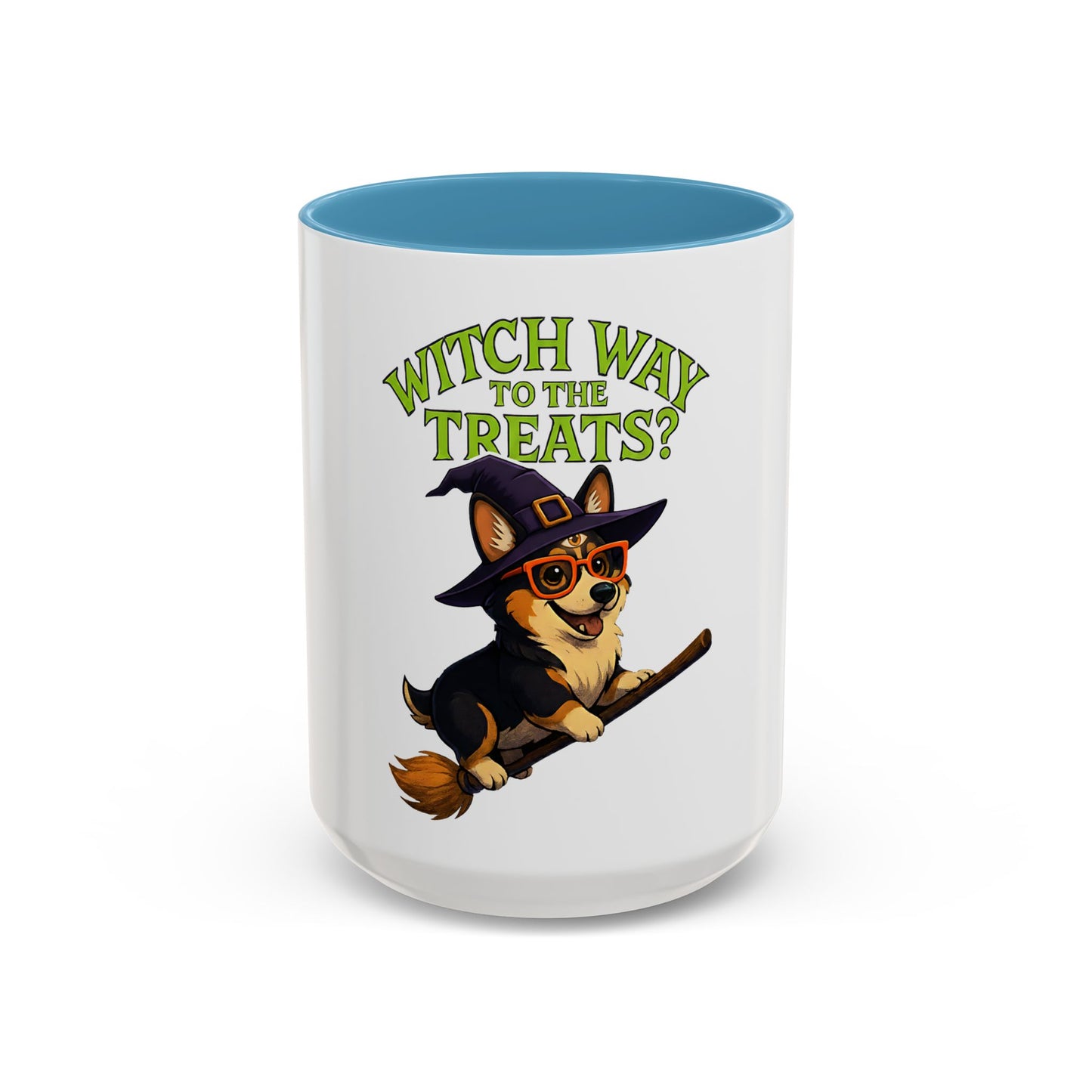 Corgi Witch Coffee Mug | Halloween Mug | Dog Lover Gift | Witch Way to the Treats Mug | Fun Pet Gift | Accent Mug